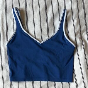 Aerie Blue V-Neck Cropped Athletic Top